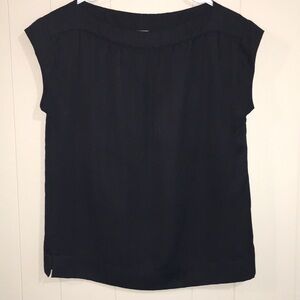 Talbots Cap Sleeve Black Blouse Size 6P